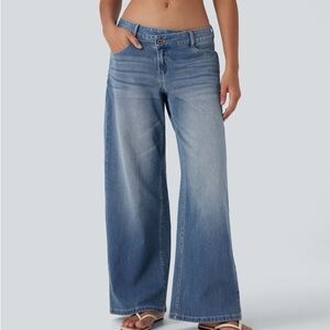 HALARA Denim Blue Wide-Leg Jeans